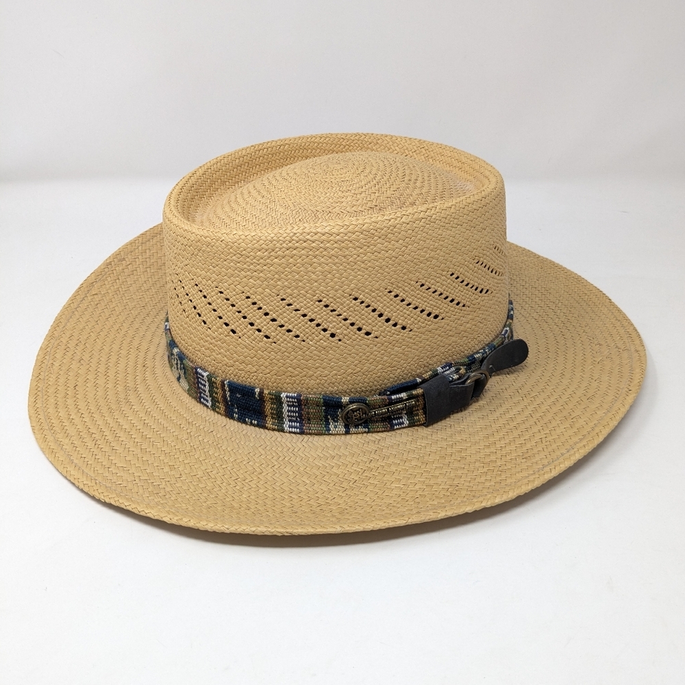 Vintage Prairie Dunes Golf Hat Straw Mens Texace Unihat USA Sun Full Brim Buckle